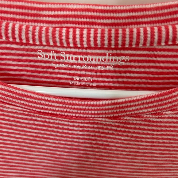 Soft Surroundings Colette Tee Striped Peach Pink Long Sleeve Medium Tiered M - Picture 6 of 8